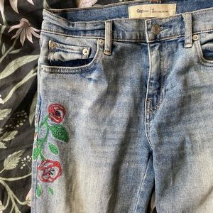 Gap distressed girlfriend jeans with embroidery detail